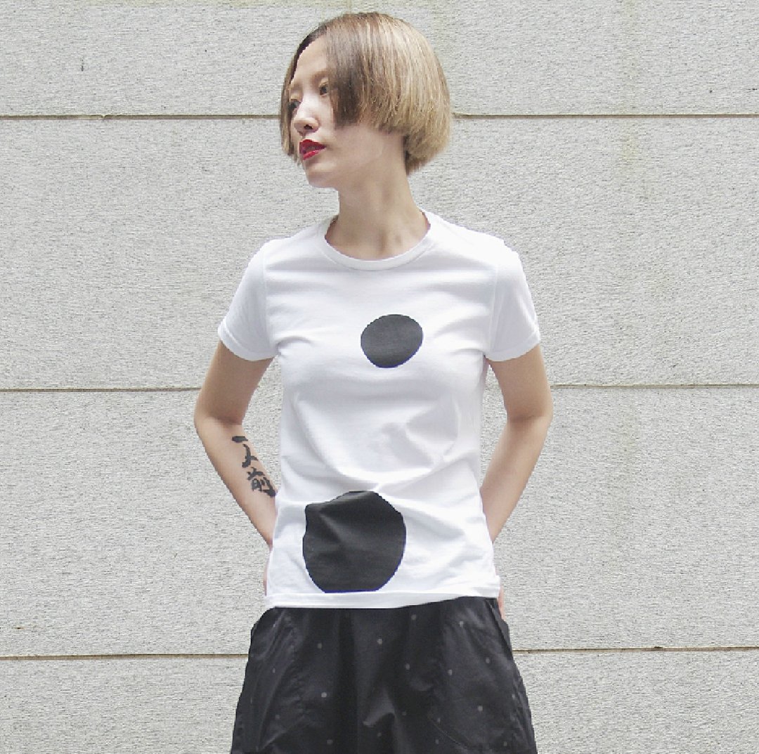 大黑点纯棉短袖T恤 T-shirt - imakokoni - 女装上衣 - 棉 白色