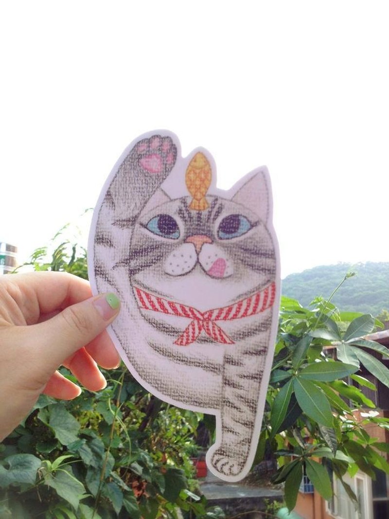 Green's Roomの贪吃猫 防水贴纸。卡片。挂画 Big Size - 贴纸 - 防水材质 灰色