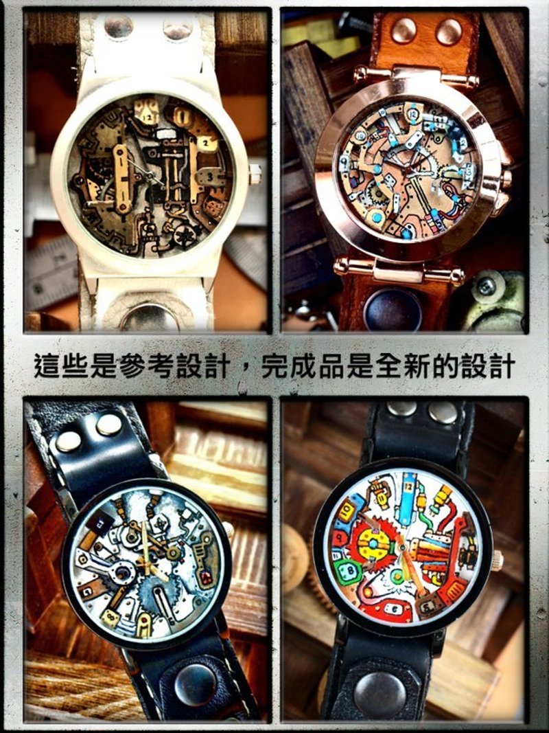 订造 机器系列 手表 大型表壳 双面手缝真皮表带 - 其他 - 真皮 多色