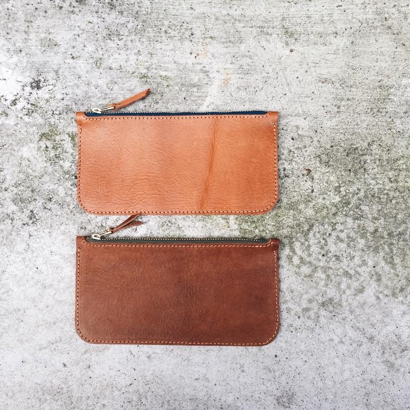 玩皮邦_植鞣真牛皮加摔处理铅笔盒.笔袋.万用包.化妆包/两色/SIZE:L - 铅笔盒/笔袋 - 真皮 咖啡色