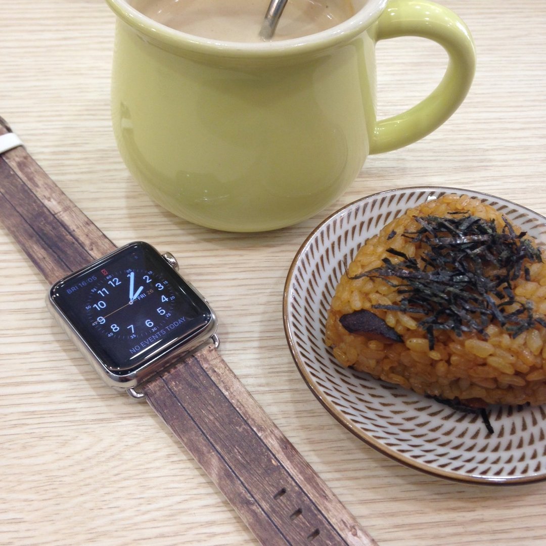 Apple / Samsung Watch 木纹图案真皮手表带适合任何型号 - 1 - 表带 - 其他材质 咖啡色