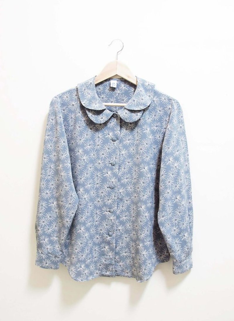 【Wahr】小菊花双层领长袖衬衫 - 女装衬衫 - 其他材质 紫色