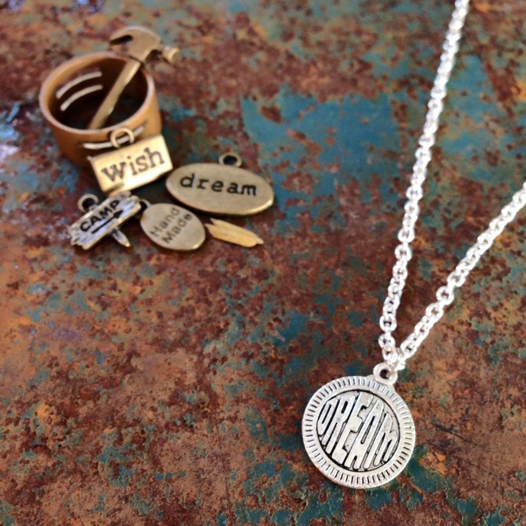 【Story Necklace 故事项链】Dream 设计文字 (双面) - 项链 - 其他金属 