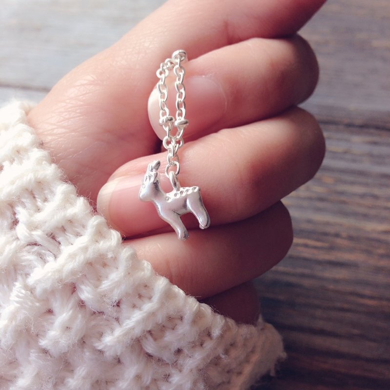 《KeepitPetite》限量1条 • 小驯鹿 • 镀哑光银 • 精致隔珠手链 • 礼物 - 手链/手环 - 其他金属 白色