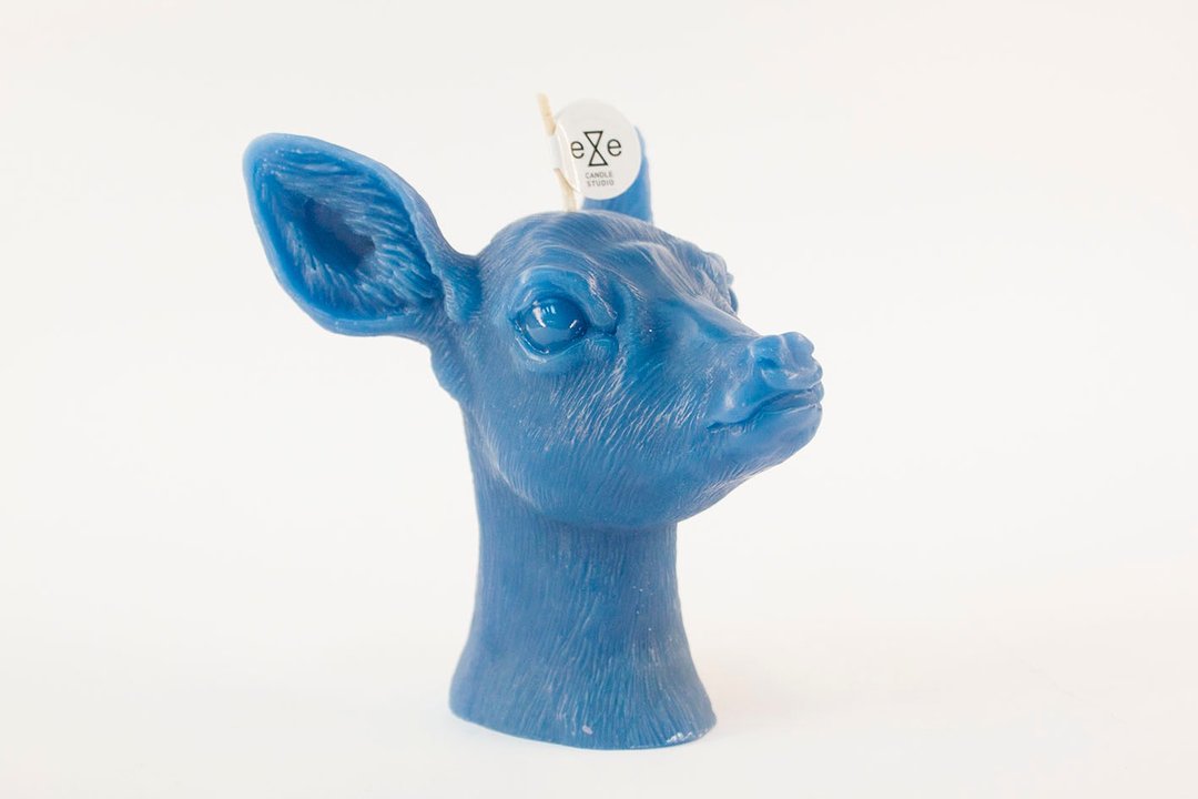 普鲁士蓝色小鹿造型蜡烛 Deer Candle - 蜡烛/烛台 - 蜡 蓝色
