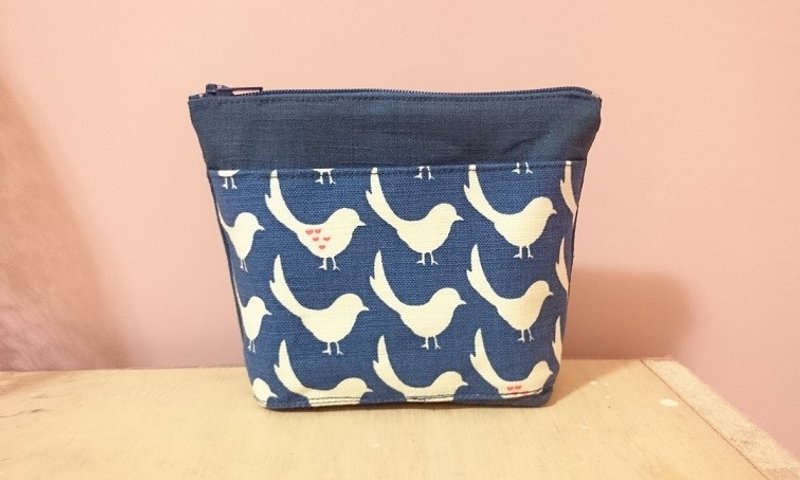 【十木米．Lorenza】画眉鸟 水饺包 / 小物袋 - 化妆包/杂物包 - 其他材质 蓝色