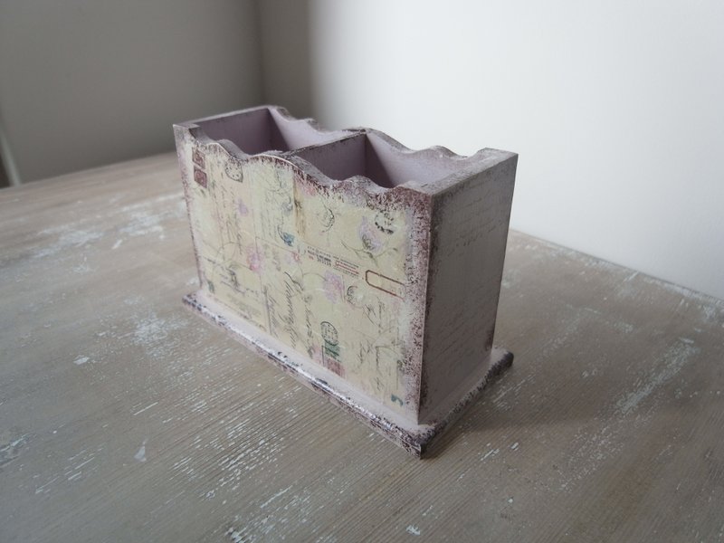 复古乡村风 双格 笔筒 - 笔筒/笔座 - 木头 紫色