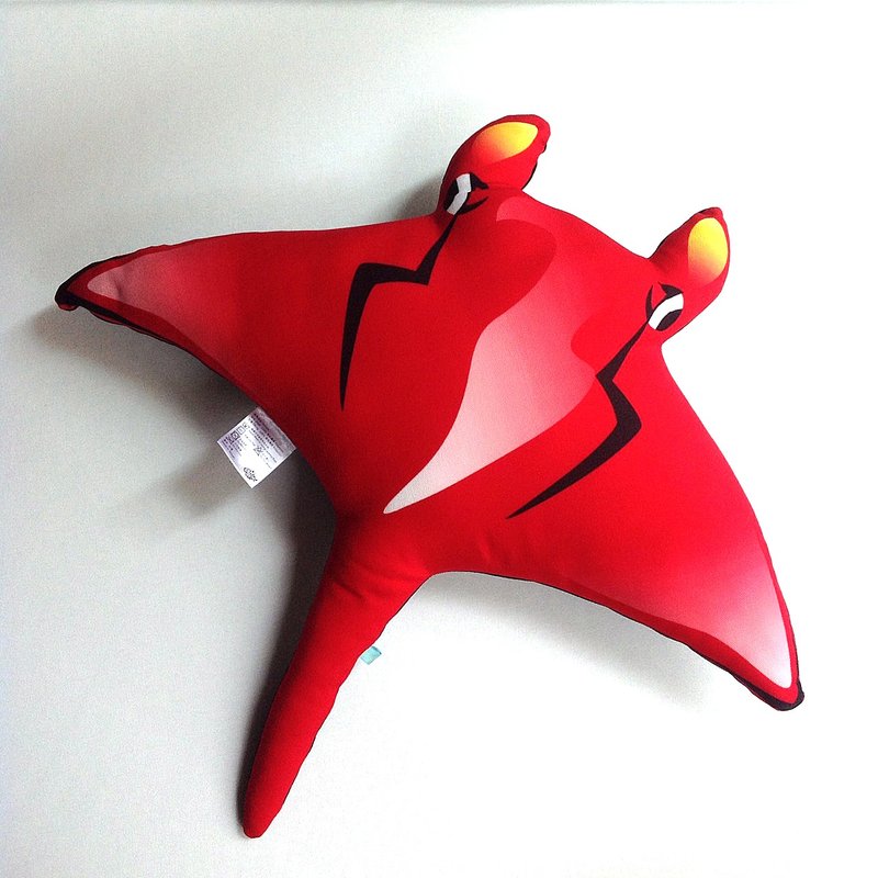 【有机棉】日本蝠魟造型抱枕 - 枕头/抱枕 - 其他材质 红色