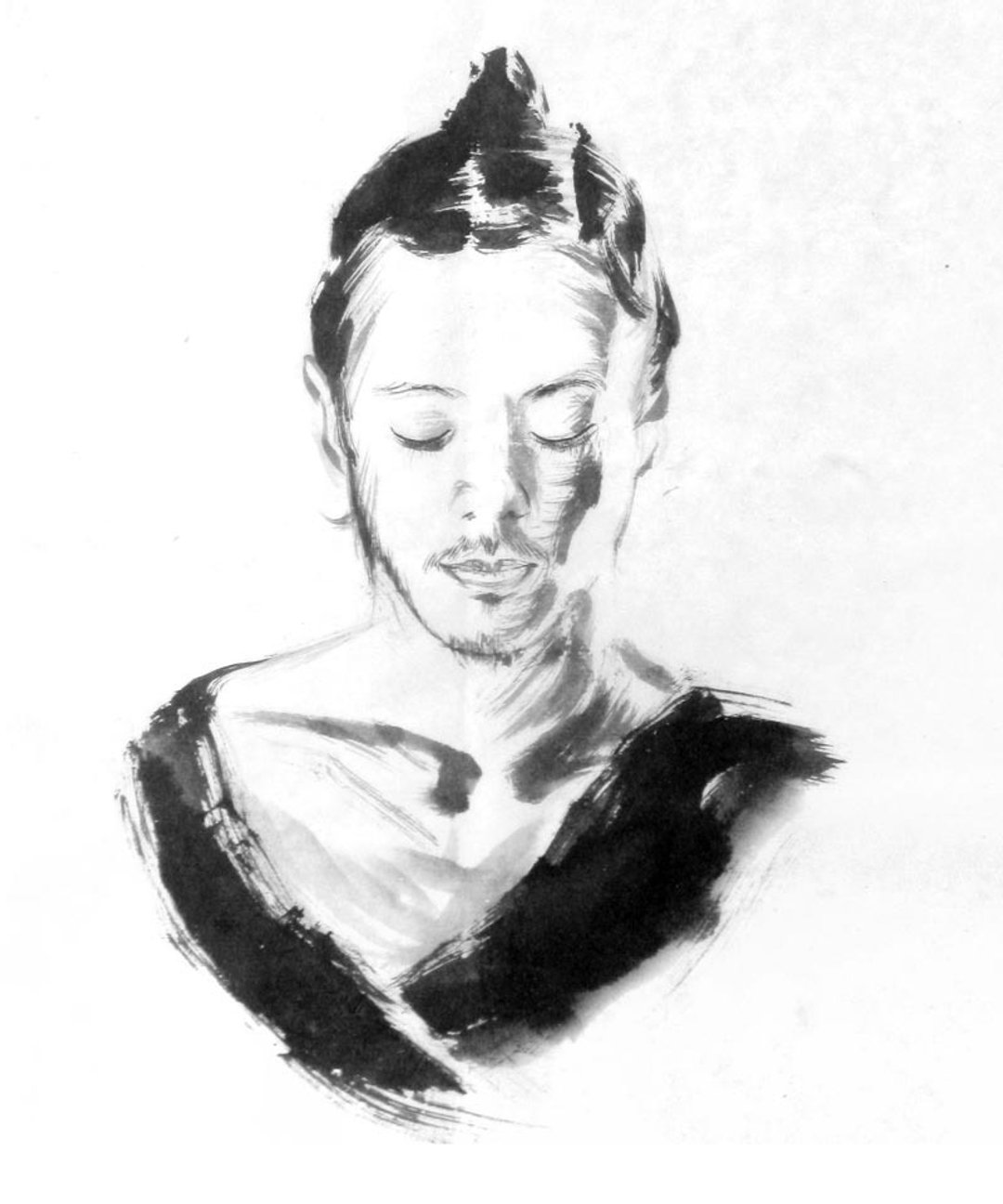 订製手绘水墨画像-做自己之mindfulness-50x60cm画心 - 订制画像 - 纸 白色