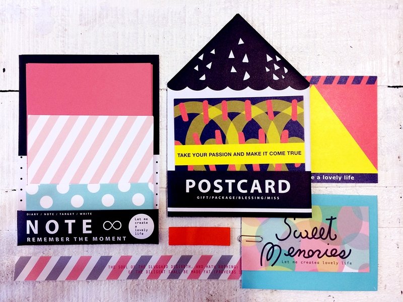 缤纷甜马卡龙 文具礼物包 - 卡片/明信片 - 纸 多色