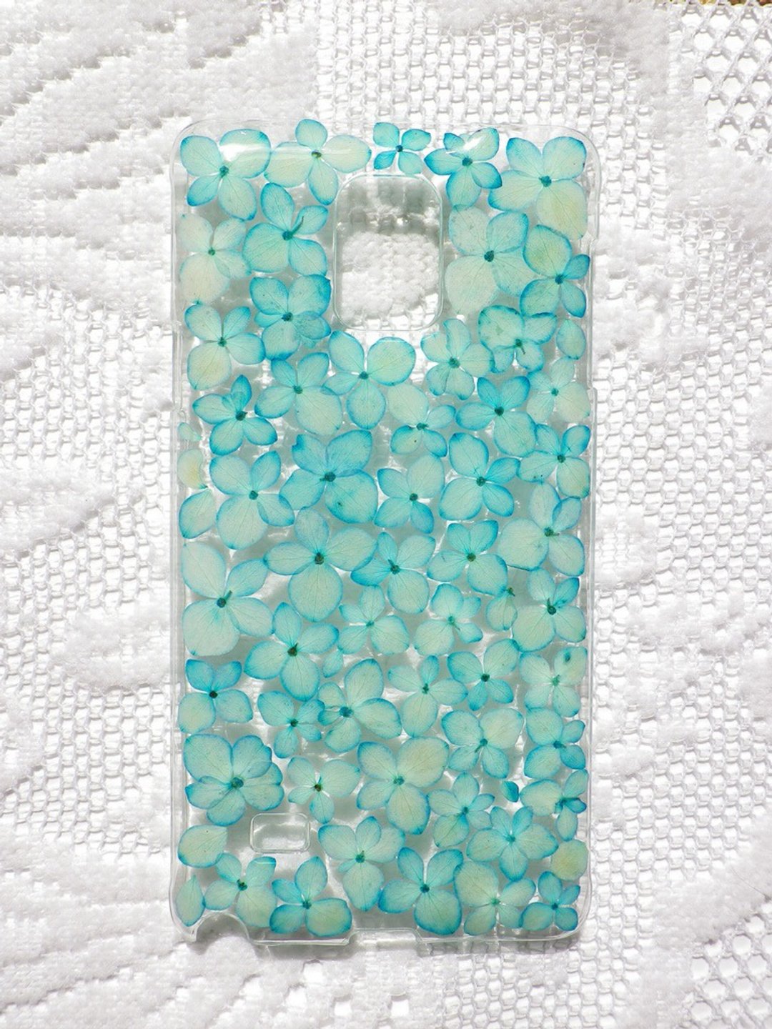 Anny's workshop手作押花手机保护壳，适用于Samsung Galaxy case，绣球花系列 - 手机壳/手机套 - 塑料 蓝色