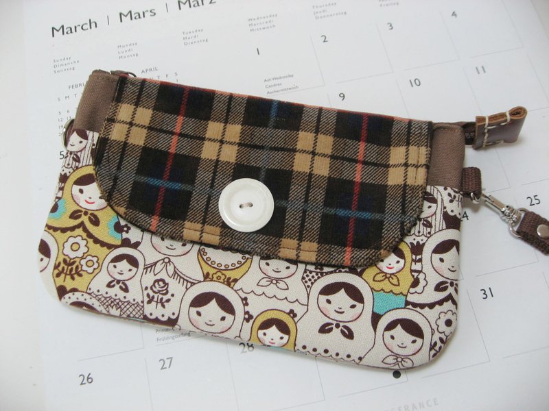 双层拉链包/手拿包/斜背包/手机袋-俄罗斯娃娃(黄褐色) - 其他 - 其他材质 黄色