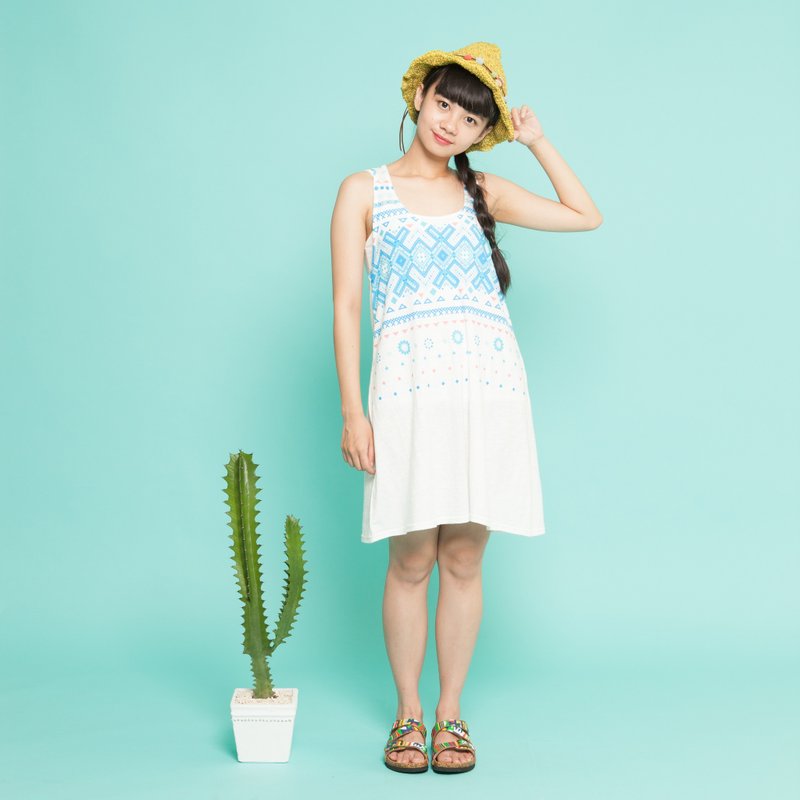 ❁saibaba ethnique// 几何图腾背心上衣(白色)❁ - 女装背心 - 棉．麻 多色