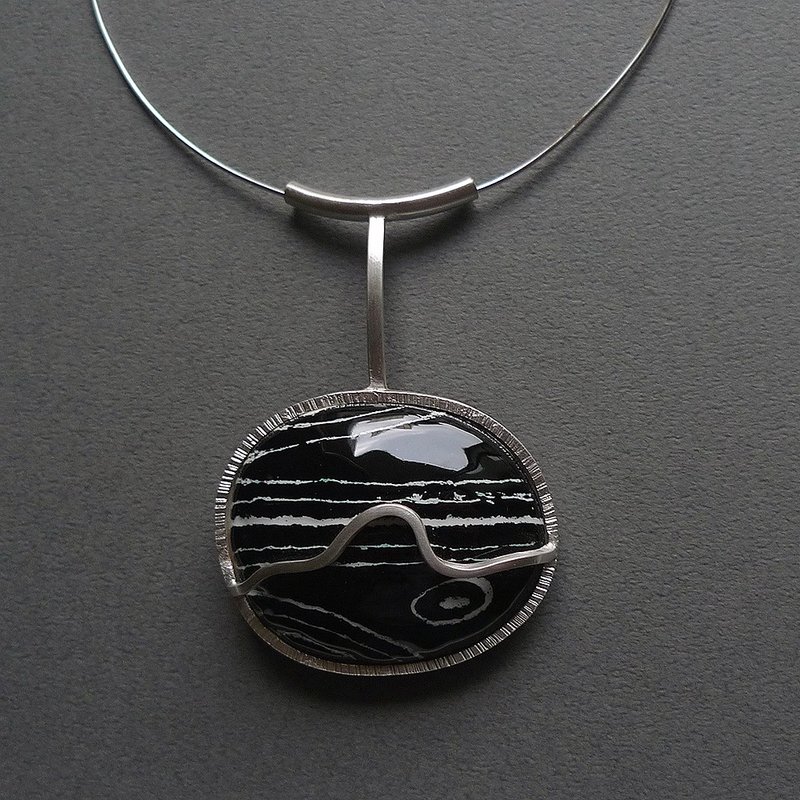 拾光系列-山光水色~青冶绝色装饰艺术坠饰单品/纯银饰搭配珐琅 - 项链 - 珐琅 