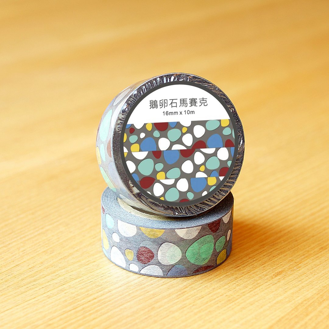 老屋颜 – 鹅卵石形马赛克纸胶带 - 纸胶带 - 纸 灰色