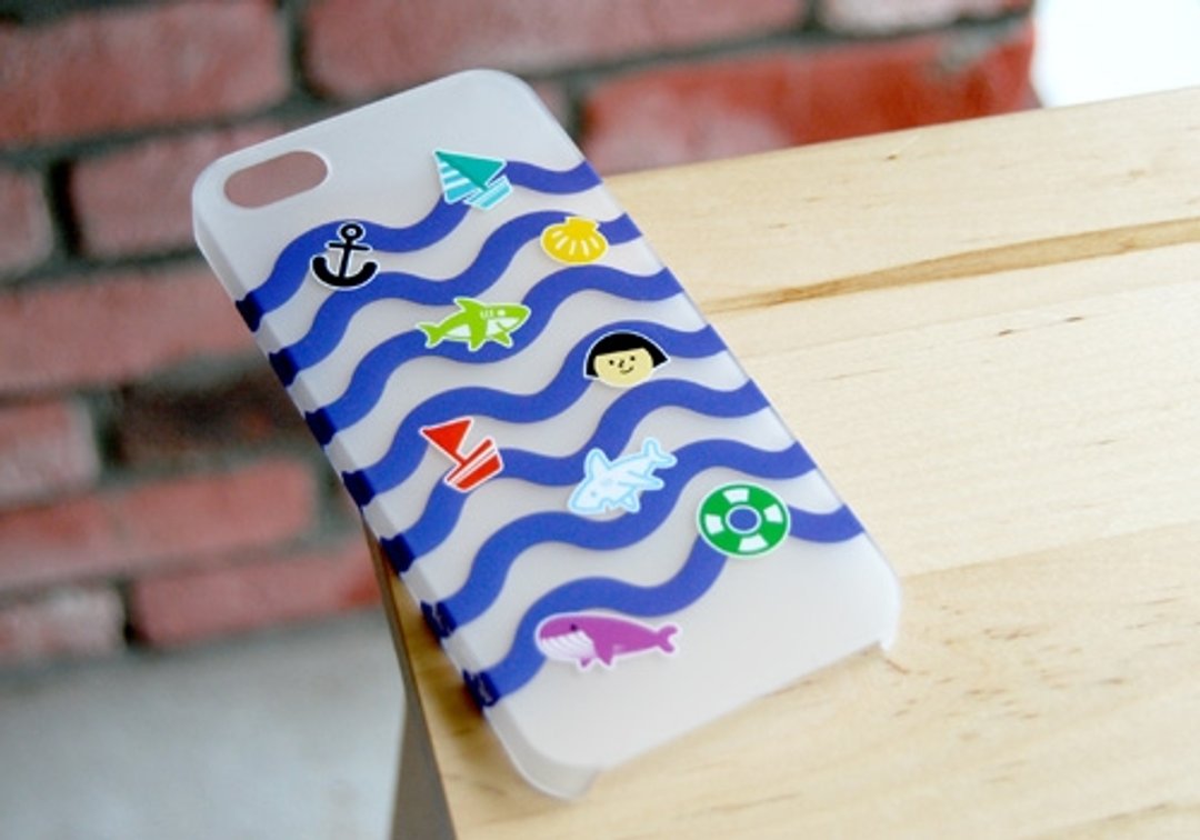 声援护鲨行动 | Ni Hao Im FiFi 护鲨系列 Apple 5/5s 保护壳 iCare:Shark Safe | 共享海洋透明款 - 手机壳/手机套 - 塑料 蓝色