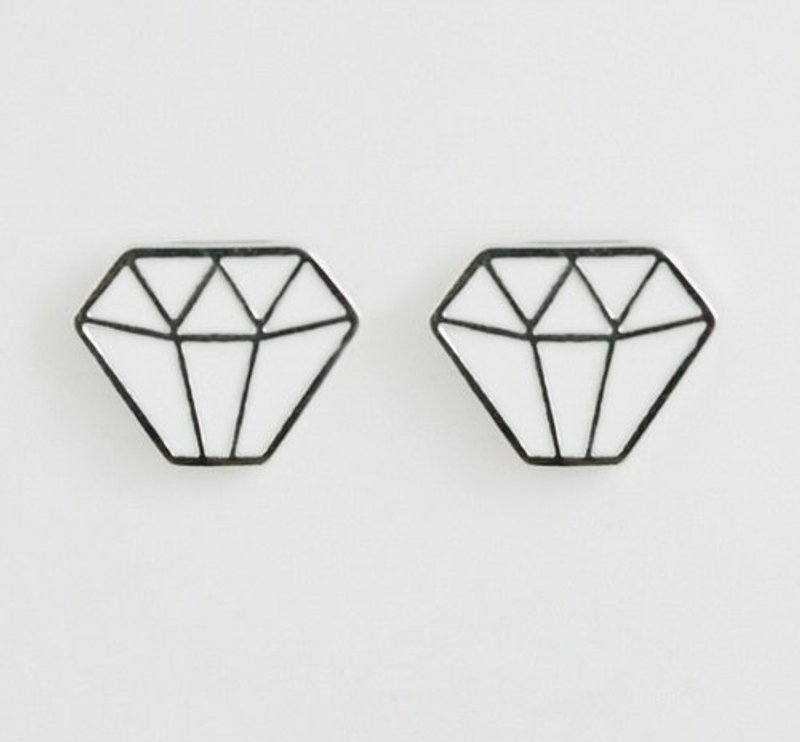 童话钻石耳针（白、桃红、黑）（七夕情人节礼物） - yyogurt - 耳环/耳夹 - 其他金属 灰色