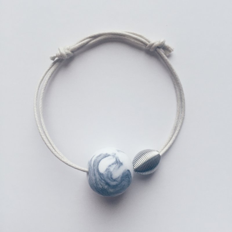 米白水墨轻黏土手链●Ink Style Bracelet● - 手链/手环 - 粘土 蓝色