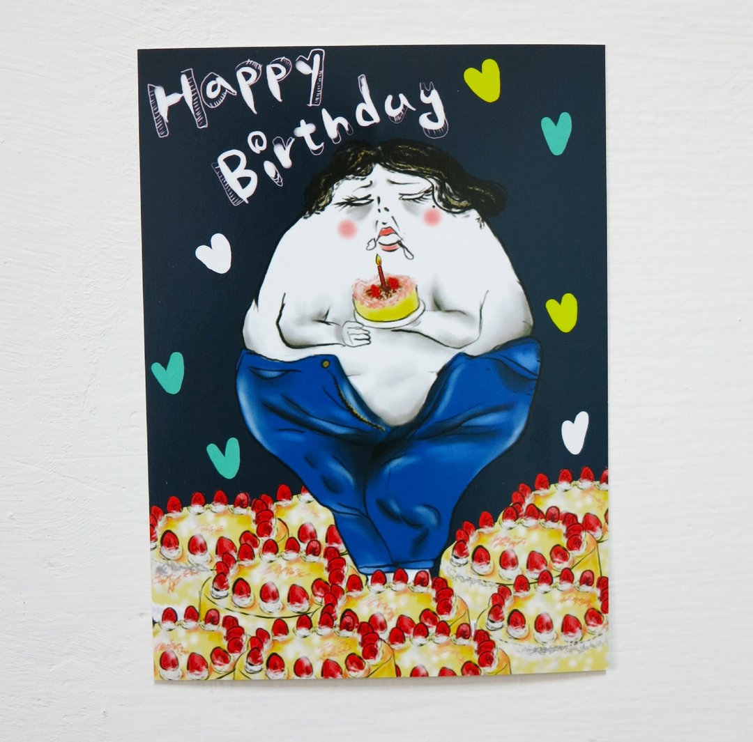 生日卡-裤头已解 Happy Birthday - 卡片/明信片 - 纸 蓝色