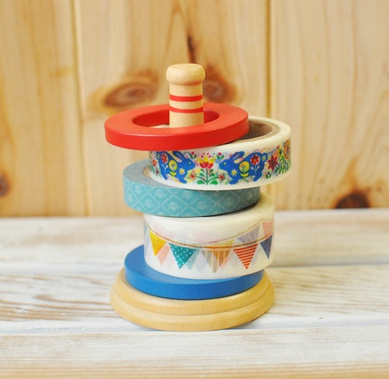 【日本Decole】游文具系列 套圈圈造型纸胶带架 - 纸胶带 - 木头 多色