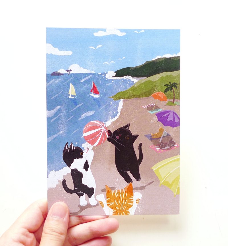 明信片-夏天我们去海边玩 - 卡片/明信片 - 纸 蓝色