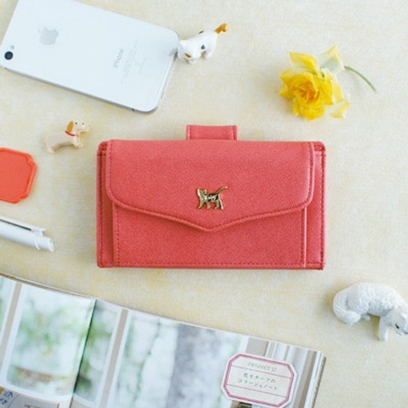 Jetoy,甜蜜猫 iPhone 6 万用皮夹手机包(iPhone 6 6S SE)_Orange pink J1410102 - 手机壳/手机套 - 真皮 红色