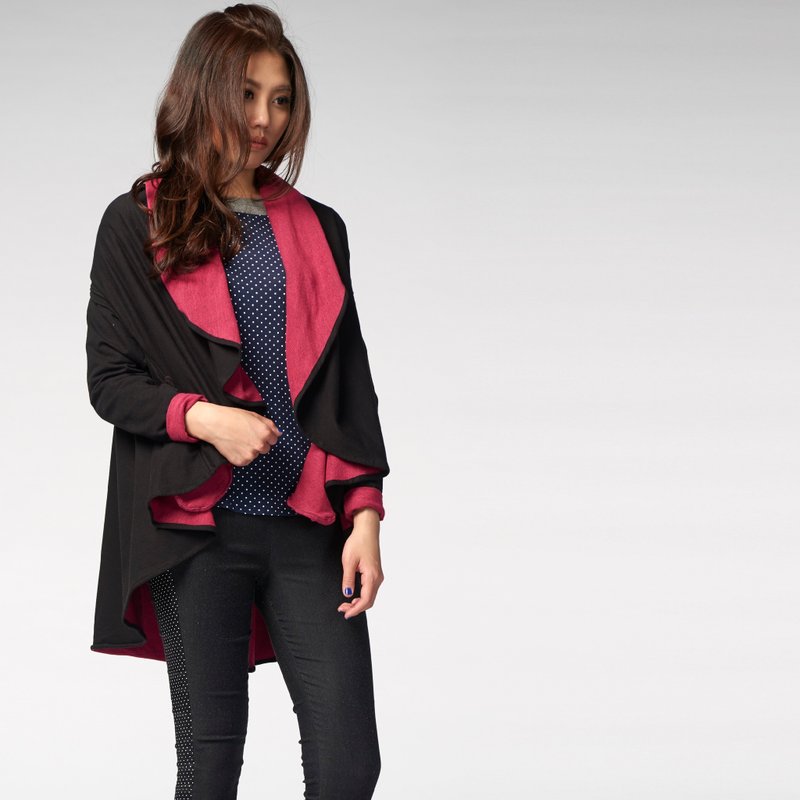 【coat】多穿式圆长袖外罩 - 背带裤/连体裤 - 棉．麻 黑色