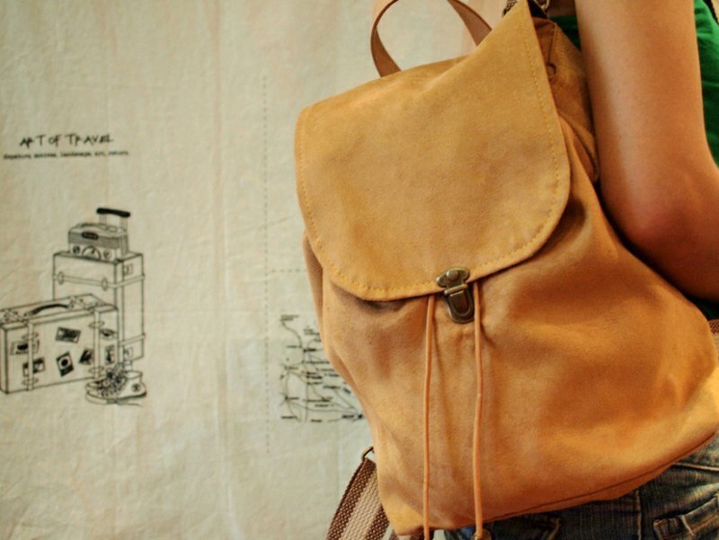 麂皮布后背包-经典驼 - 后背包/双肩包 - 其他材质 卡其色