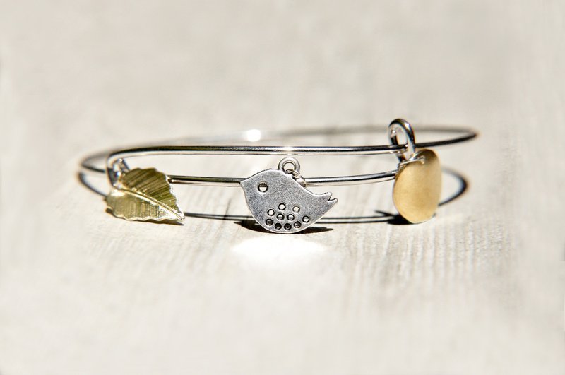 周年庆全馆9.5折 / 森林系 / 玩味银色手镯 手环 手链 - 奔向天空的小鸟 - 手链/手环 - 其他金属 金色