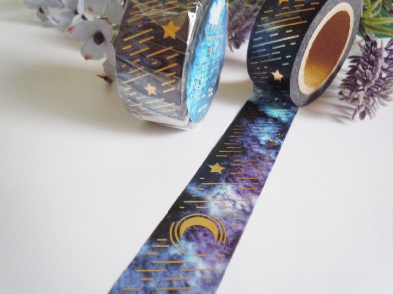 星夜 Starry Night 箔押纸胶带 - 纸胶带 - 纸 白色