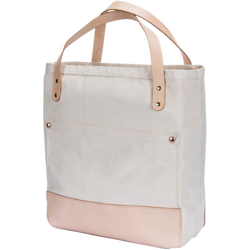 joydivision vintage方形 手工复古手提文艺加厚学生帆布tote包 - 手提包/手提袋 - 真皮 白色