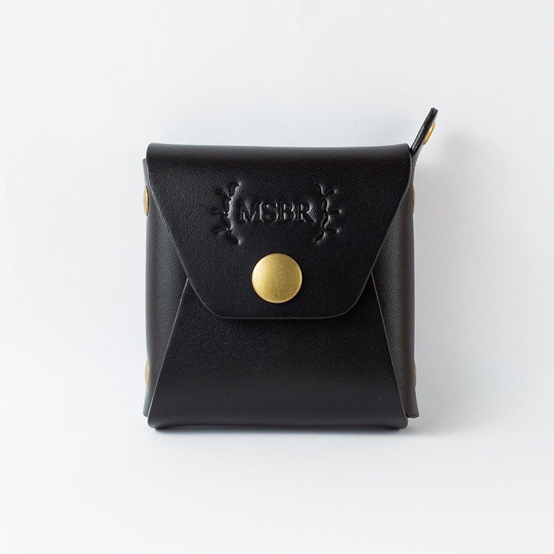 方形小物零钱包(墨黑) - 零钱包 - 真皮 黑色