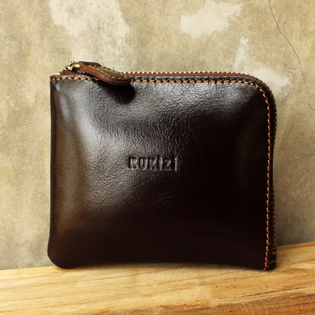 Wallet - Side皮制短夹-暗褐色 - 皮夹/钱包 - 真皮 