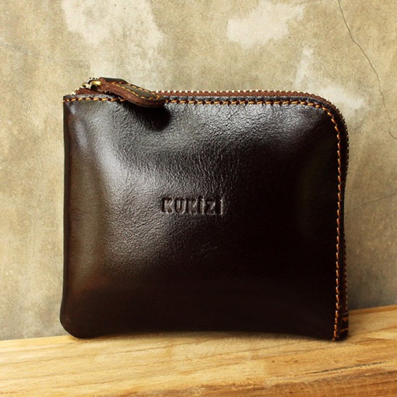 Wallet - Side皮制短夹-暗褐色 - 皮夹/钱包 - 真皮 