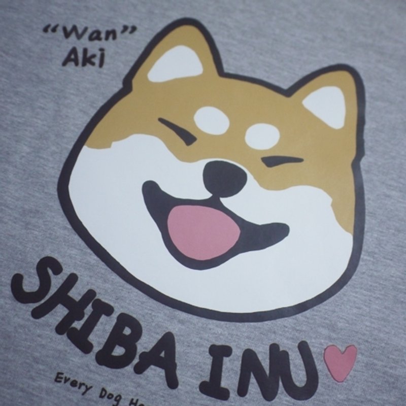 仓屋单头大脸柴犬 笑脸柴柴T恤 - 中性连帽卫衣/T 恤 - 其他材质 灰色
