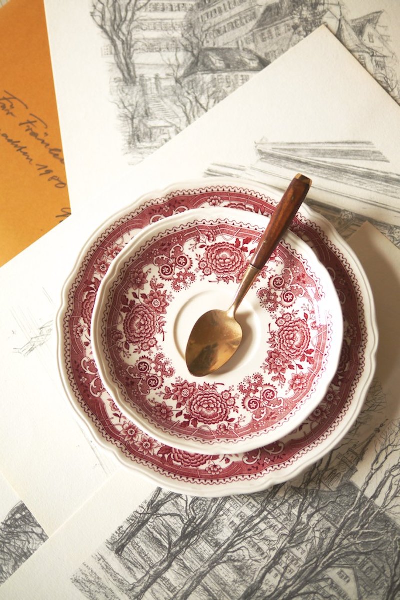 骨瓷盘子组 {Vintage / 复古} - 浅碟/小碟子 - 瓷 红色