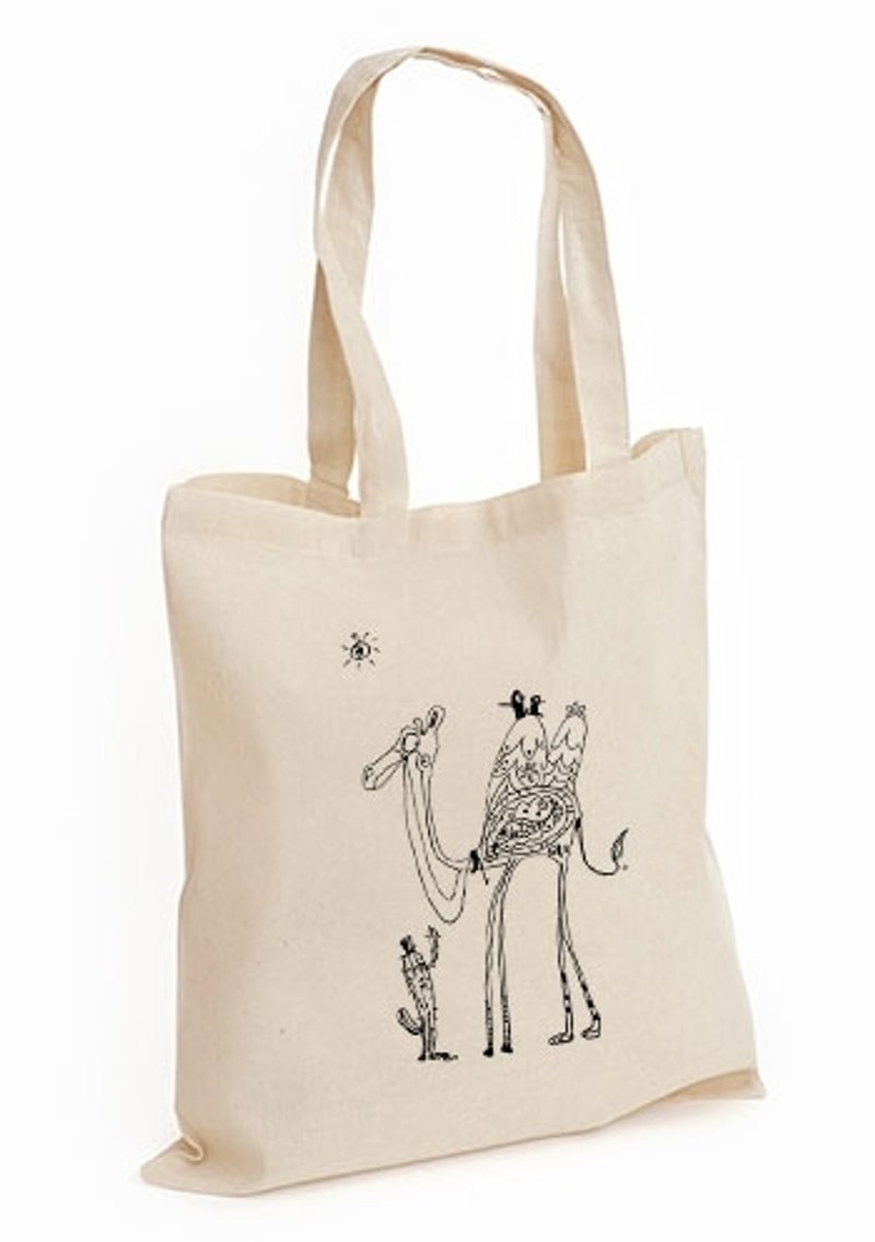 小村画家│骆驼│直式帆布袋 - 侧背包/斜挎包 - 其他材质 白色