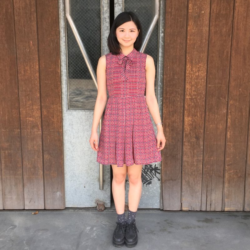 古着洋装_/ 小淘气 / 蝴蝶结 / 印花 / 雪纺 - 洋装/连衣裙 - 其他材质 红色