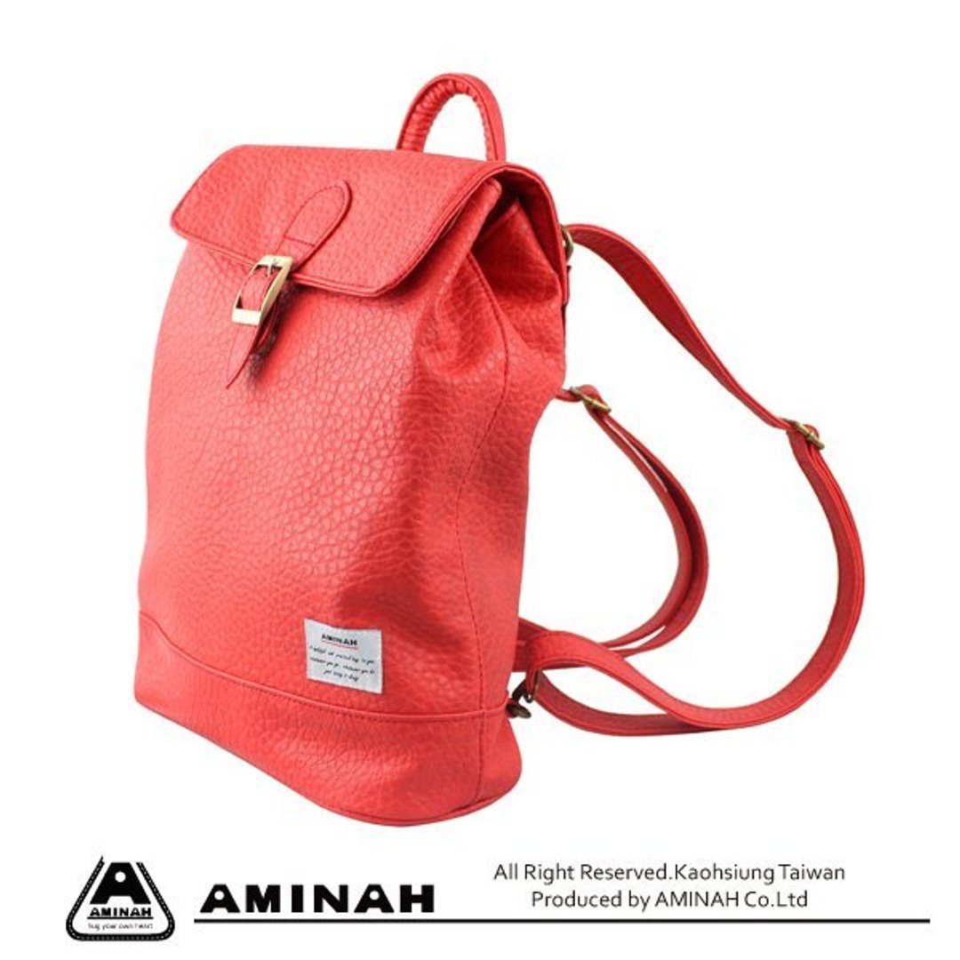 AMINAH-秋季渐浓-可爱童话两用小背包-红色 - 侧背包/斜挎包 - 真皮 红色