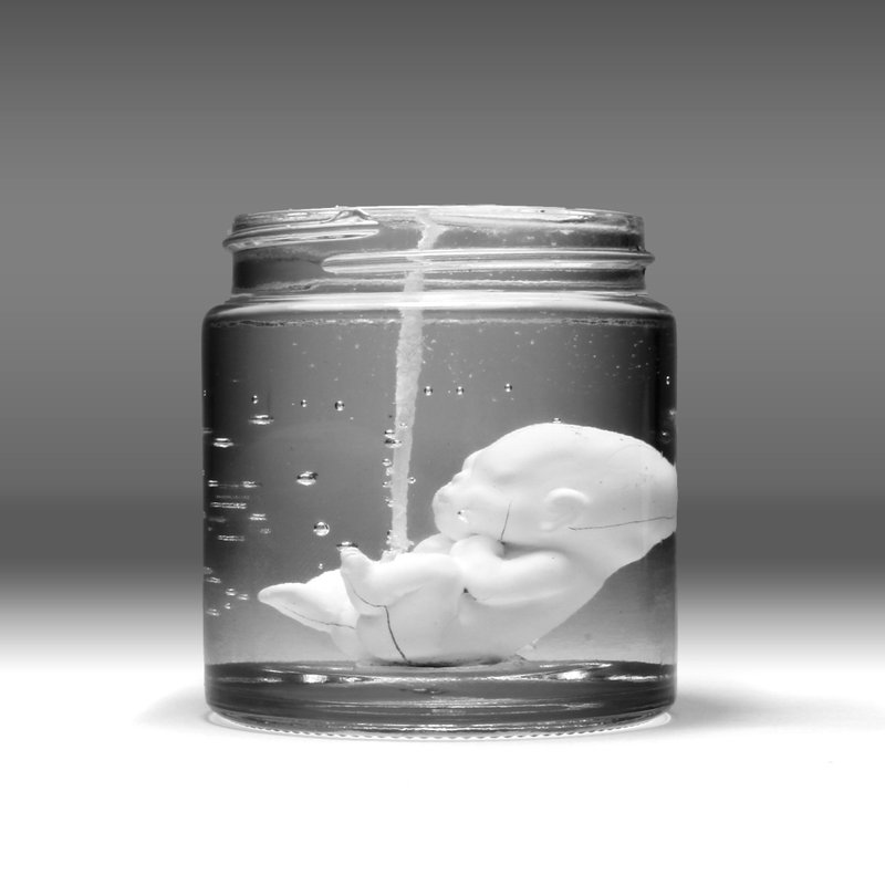 Brainfart55 福马林系列香氛蜡烛-Baby鬼 - 蜡烛/烛台 - 蜡 白色