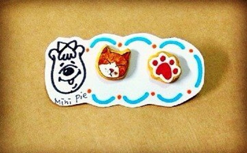 {{圣诞节限定新品} (可客制) 猫咪与小手掌糖霜饼干耳环(可改耳夹式) ((满500随机送神秘小礼物)) - 耳环/耳夹 - 其他材质 多色