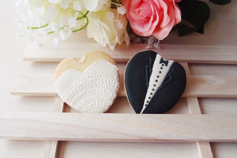 新郎&新娘糖霜饼干  姊妹礼 探房礼(10片入) - 手工饼干 - 新鲜食材 白色