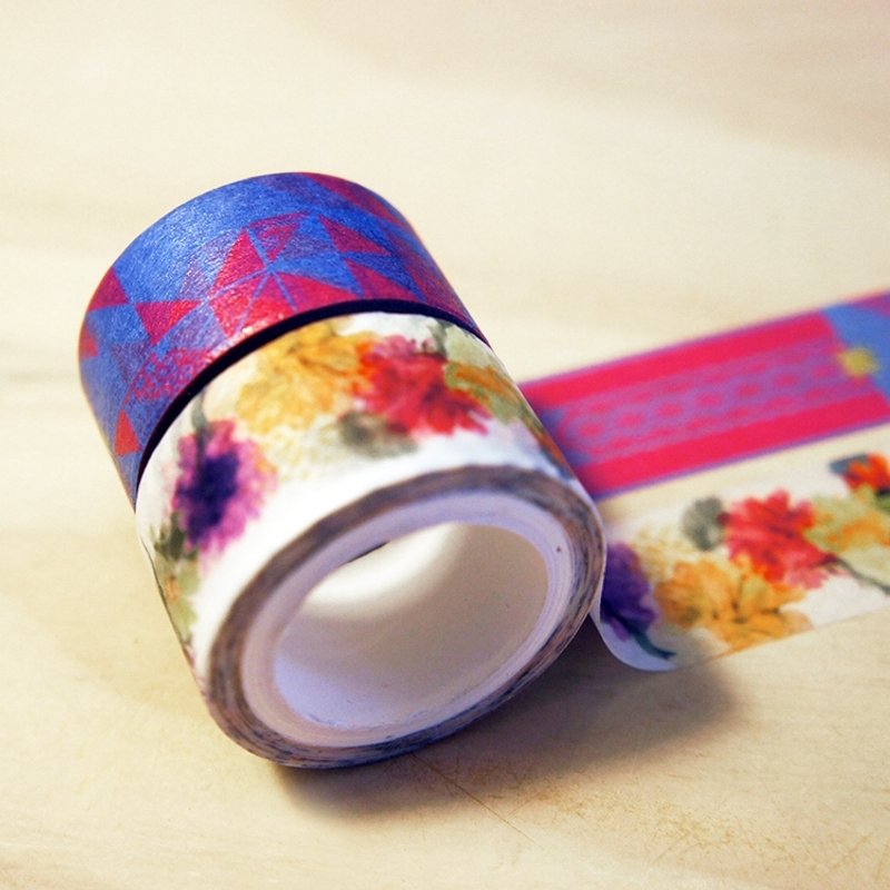 【纸胶带套组】八角星 / 花环 - 纸胶带 - 纸 咖啡色