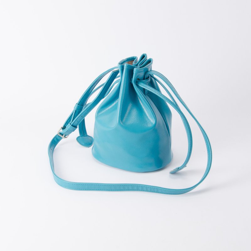 糖果系束口小水桶包 手提肩背两用 Turquoise blue / 土耳其蓝 - 侧背包/斜挎包 - 人造皮革 蓝色