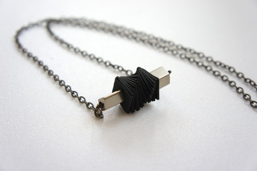 十分设计 螺旋结构款 黑色个性风长项链（长链雾银黑色款）Pendant Necklaces - 长链 - 其他材质 黑色
