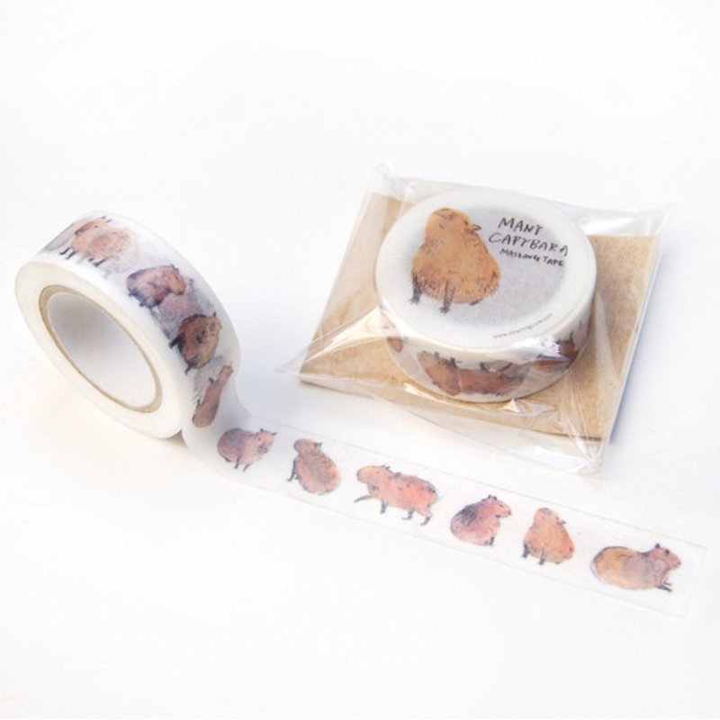 MANY CAPYBARA 水豚纸胶带 - 纸胶带 - 纸 咖啡色