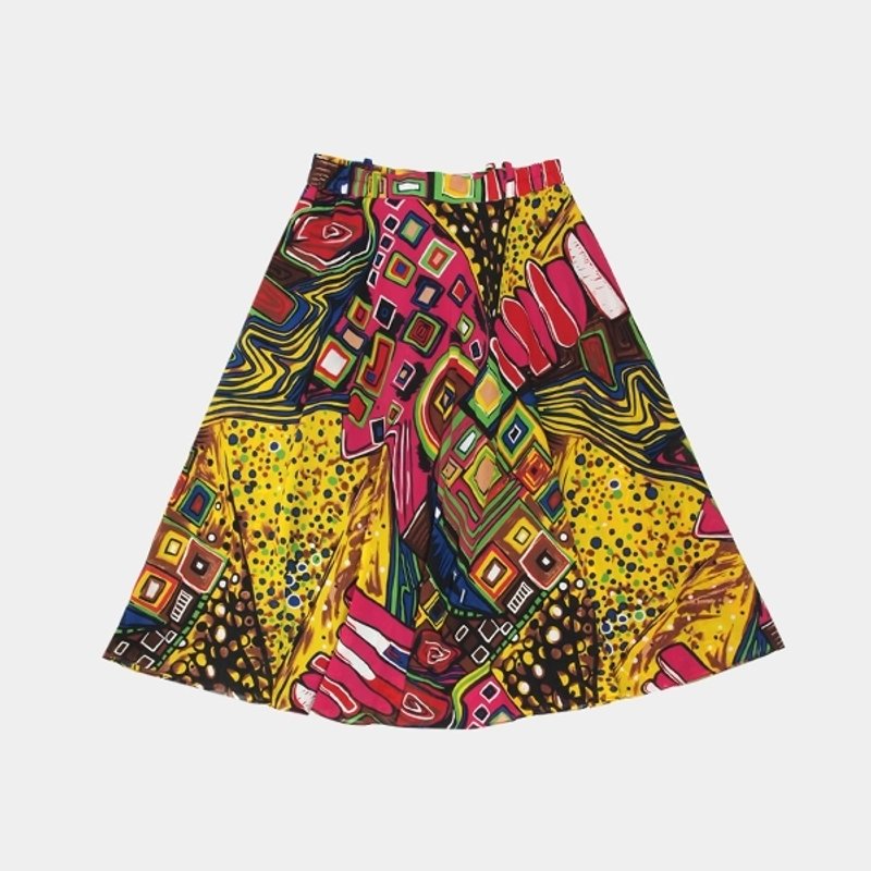 │moderato│马谛斯撞色大裙摆长裙│微瑕│文艺.森林.复古 - 裙子 - 其他材质 多色