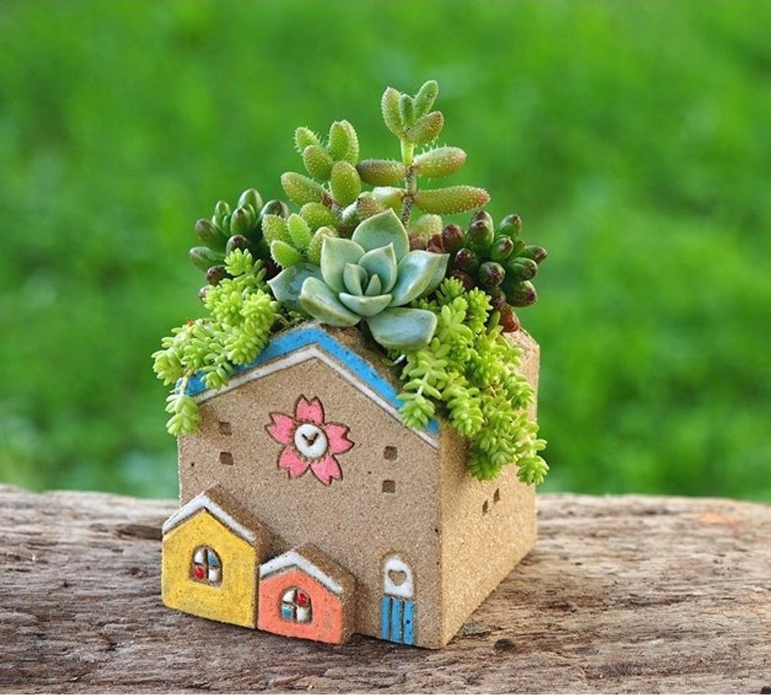 【花园小屋Garden】陶手作-浪漫花钟糖果屋(S)/缺货中 可订制 /Ceramic House - 植栽/盆栽 - 其他材质 