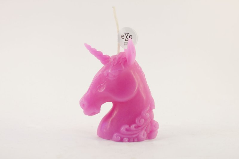 桃红色小独角兽造型蜡烛 Unicorn Candle Small - 蜡烛/烛台 - 蜡 粉红色