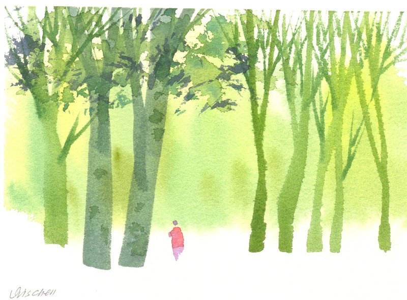 “疗愈系树林系列1-36”水彩手绘限量版明信片/贺卡 - 卡片/明信片 - 纸 绿色